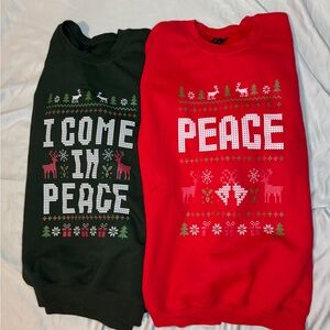 Ugly Christmas Sweater Set – “Peace / I Come in Peace” – Size XL